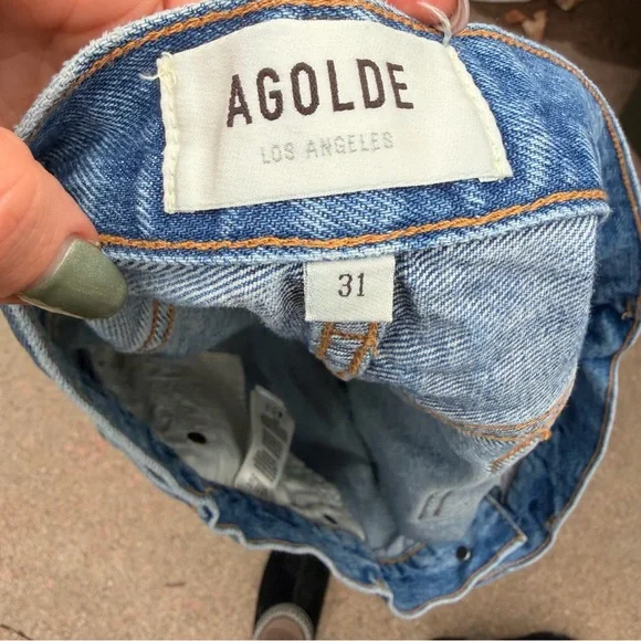 Agolde Frayed Parker Hem Blue Jean Shorts Size 31 - Picture 6 of 9